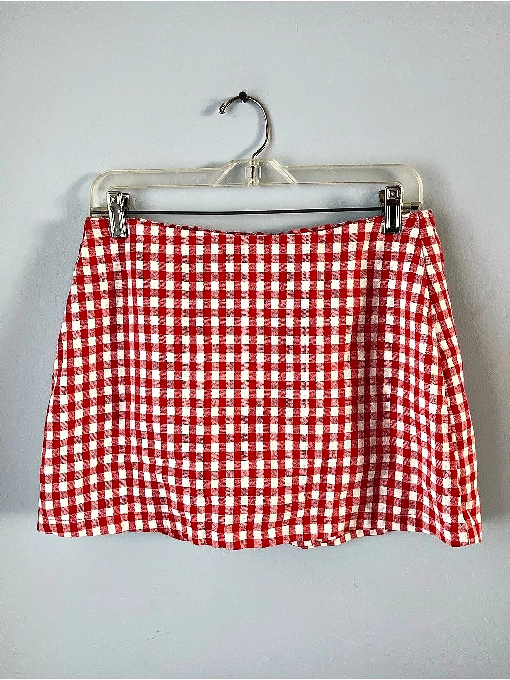Old Navy Red & White Gingham Linen Blend Mini Skort Size S